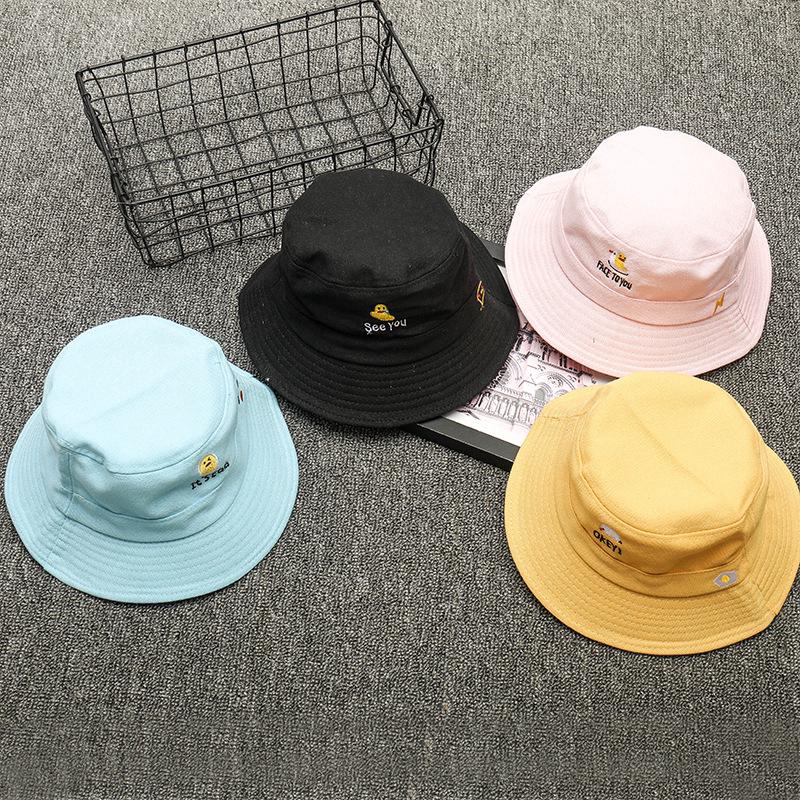 Korean Version Leisure Cartoon Yellow Summer Autumn Outdoor Bucket Hat Sun Shade Women Fisherman Hat