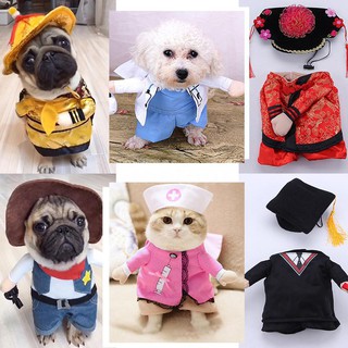 tops Funny Fashion Pet Dog Cat Upright Clothes Costume Dress Doctor Nurse Princess Cowboy Bachelor Emperor Suit Hallowee