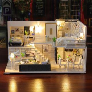 Dollhouse Diy Furniture Miniature Wooden 3d Doll Led Kit House For Toys Children