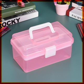 🔥🔥【ready】 Clear Plastic Art Storage Box Painting Supplies Multipurpose Case Meidum Size with Handle for Artists Stud