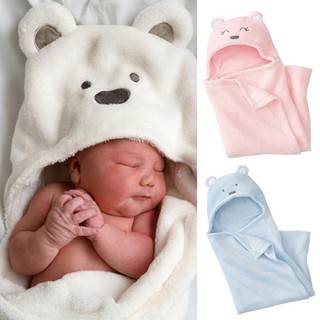 Bear Baby Infant Newborn Hooded Coral Fleece​ Bath Towel Blankets