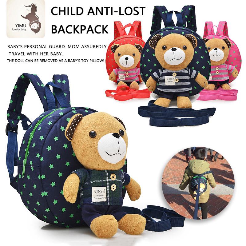 Cartoon Bear Bag Baby Toddler Anti lost Leash Harness Strap Walker Kids Backpack