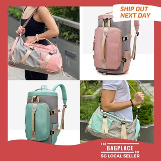 "SG SELLER" Female Waterproof Gym Laptop Bag, 3 Ways to Carry! Backpack, Sling or Duffel!