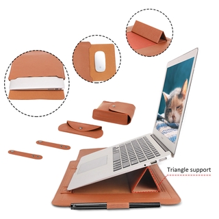 Laptop Bag PU Leather Bag Case Laptop Cooling Stand For Macbook Air Pro 13 15 Notebook Sleeve Bag For Macbook Air 11 12 13.3 15.4 Inch Case