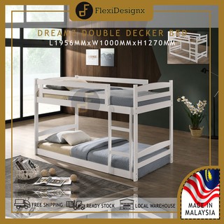Double Decker Solid Wood Structure Simple Design Budget Kid Bunk Bed Standard Single Suitable Small Space HDB - Dreamz