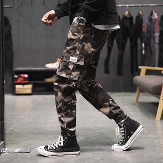 Plus Size M-4XL Men Camouflage Pocket Jogger Pants Casual Fashion Cargo Cotton Sweatpants Trousers Street Hip Hop
