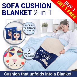 2-IN-1 Sofa Cushion Blanket / Pillow Bolster Bedroom Living Room