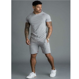 FY💪| 2021 New Sports Men's Short Sleeves T-shirt With Shorts Matching Color Two-piece Suit