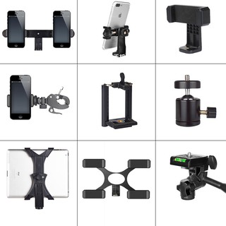 ♙✆Universal mobile phone live support mobile phone clip head accessories dual camera tripod PTZ fixed base