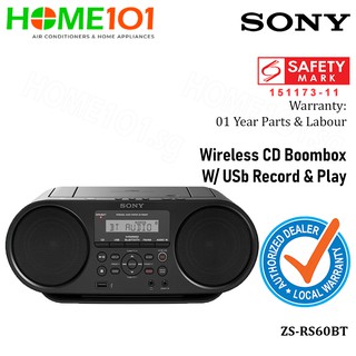 Sony Wireless CD Boombox w/ USB Player ZS-RS60BT