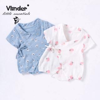 Vlinder cotton short sleeve baby romper comfortable loose ties baby pajamas toddle home clothing baby fashion