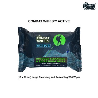 COMBAT WIPES™ ACTIVE (18 x 21 cm) - Large Cleansing and Refreshing Wet Wipes