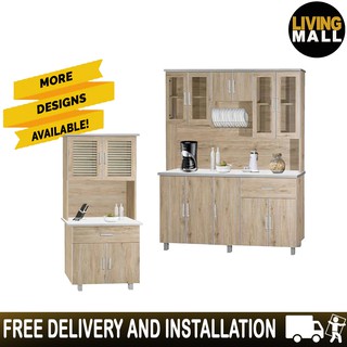 Living Mall Mica Tall Kitchen Cabinet In Natural Colour. 11 Designs Available.