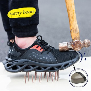 Steel Toe Cap Work Safety Shoes Flyweave light Fabric Protective Boots Anti-Smashing