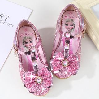 Girls Frozen Shoes Kids Girls Pearl Crystal Bowknot Single Shoes Girls Princess Shoes