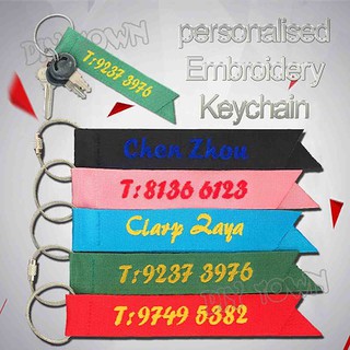 Customised Key chain Personalised Metallic Embroidery Name Luggage tag DIY Gift Lovers