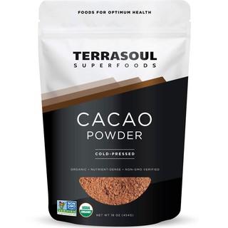 Terrasoul Superfoods Raw Organic Cacao Powder, 1 Lb - Raw | Keto | Vegan (INSTOCKS)