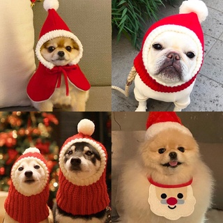 Pet Christmas New Year Hat Teddy Dog Dress Up Headdress Cat Headdress Scarf Bib Elk Small Medium Big Dog Accessories