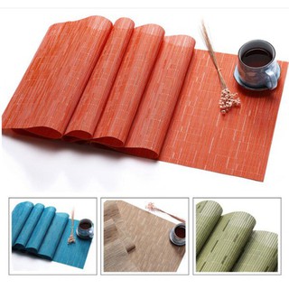 PVC Solid Colour Table Runner Imitation Bamboo Grain Knitted Table Cover L-10