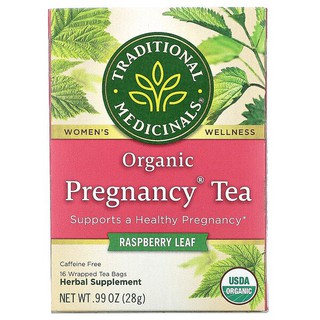 Traditional Medicinals, Organic Pregnancy Tea, Raspberry Leaf, Caffeine Free, 16 Wrapped Tea Bags