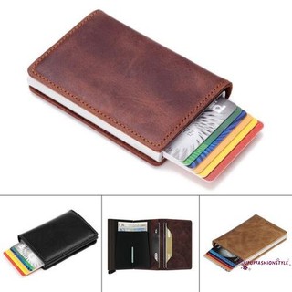 Tri-Fold Wallet, PU Leather Wallet Credit Card Holder, Solid Color Vintage Purse Clutch, Anti-Scan Cards Cash Purse
