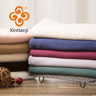 Solid color linen fabric Eco-friendly Linen Cotton Fabric Woven Fabric soft plain handmade 50*140cm L08