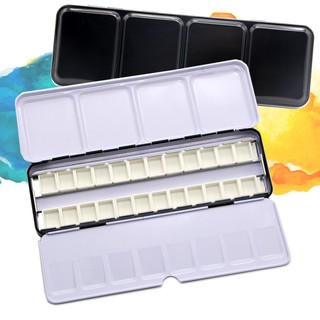Empty Watercolor Paints Tins Box Palette Painting Storage with 6/12/24 Pcs Full Pans and 12/24/48 Half Pans For Art Pain