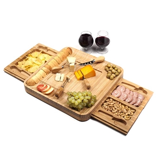 Picnic at Large Bamboo Cheese Board Milk Board Set Multi-functional Chopping Board Wooden Pizza Board Bamboo Solid Wood Cutting Board Serving Tray Plate