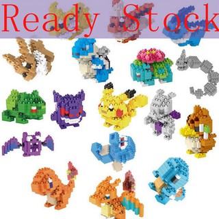 Kids Toy Pokemon Figures Model Building Blocks Pikachu Diamond Plastic Piec