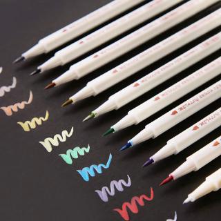 10pcs/set STA Metallic Color Marker Pen Marking Highlighting Brush Fine Tip for Photo Album DIY