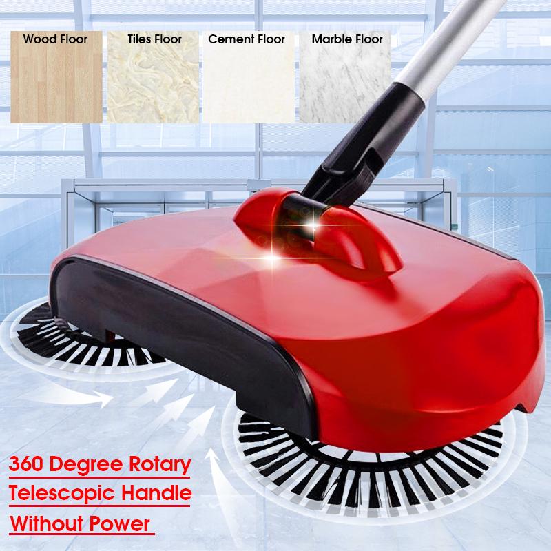 360 Degree Rotary Magic Manual Telescopic Broom Sweeping Machine Hand Push Floor Dust Sweeper Dustpan Vacuum Artifact