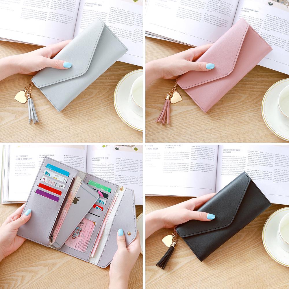 Women's Long Folding Wallet Multi-function PU Leather Billfold Card Bag Purse