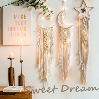 【LIMITED TIME DISCOUNT】3 Style Bohemian Chic Macrame Wall Hanging Tapestry Moon Star Dreamcatcher Wall Decor Boho Woven Knitted Tapestries Home Decor