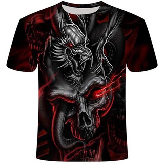 ◆㍿✲Summer new style 3D digital printing animation dragon series personality short-sleeved breathable casual T-shirt loos