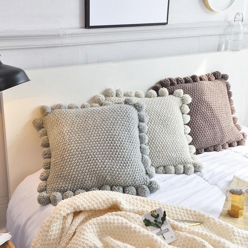 Ins Solid Knitted Pillow Case Cushions Cover Simple Nordic Style