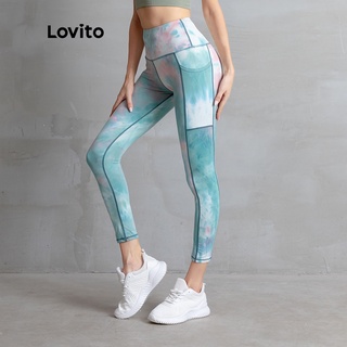Lovito Sporty Tie Dye Pocket Legging L05215 (Green) (1)