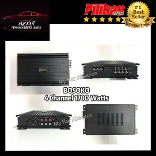 BOSOKO HIGH POWER 4-Channel Car Power Amplifier 1700Watts -SIZE 30cm x 23cm x 6cm / 30cm x 19.5cm x 4.5cm