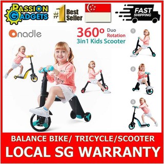 SG Nadle Onadle 3in1 Kids Scooter nadle bicycle scooter balancing bike toddler bike Tricycle Car Children Baby