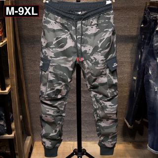 Large size trousers camouflage overalls men jogging pants cargo pants for men elastic beam leg slacks men's sports pants loose pants