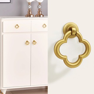 Brass knob /Four-leaf shape Cabinet Door Knobs and Handles Furnitures Cupboard Wardrobe Drawer Pull Handles with screw