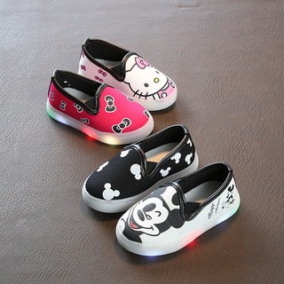 💕Pentagon Hello Kitty LED Lights Kids Boys Girls Breathable Canvas Shoes