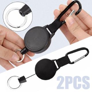 2pcs New Retractable Key Chain Reel Recoil Pull Badge Reel w/27" Key Ring Rope