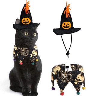Festive Dress Up Halloween Pet Hat Bib Suit Cat Cape Cap Pet Supplies