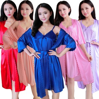 Sexy Women Satin Lace Sleepwear Babydoll Lingerie Nightdress Pajamas Dress