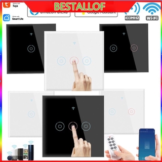 Wireless switch WiFi light switch smart wall iOS phone with touch light switch 1/2/3/4 gang TUYA WiFi 433MHZ Smart Touch Switch Home Wall Button for Alexa and Google Home Assistant BEST