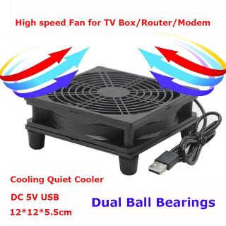 [Ready Stock]TV Box Fan Cooler Router fan Cooling Quiet High Speed DC 5V USB 12*12*5.5cm Dual Ball Bearings for TV Box