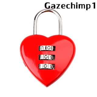 [GAZECHIMP1] 3 Digit Code Lock Heart Padlock Luggage Bag Resettable Password Red Cute