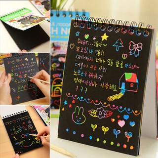 Kids Colorful Rainbow Paper Scratch Art Graffiti Drawing Doodle NoteBooks Toys