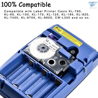 ❤ STO ❤12mm Label Tape Compatible Tape Cartridge Ribbon Replacement for Casio KL-60 KL-100 KL-170 KL-120 KL-180 KL-780 KL-820 KL-7400 KL-8700 KL-8800 CW-L300 EZ Label Maker