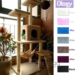 Pet Station! Adult Cat Scratching Tree w Hammock Kitten House Tower Kitty Condo Scrach Board Jumping Ball Home
